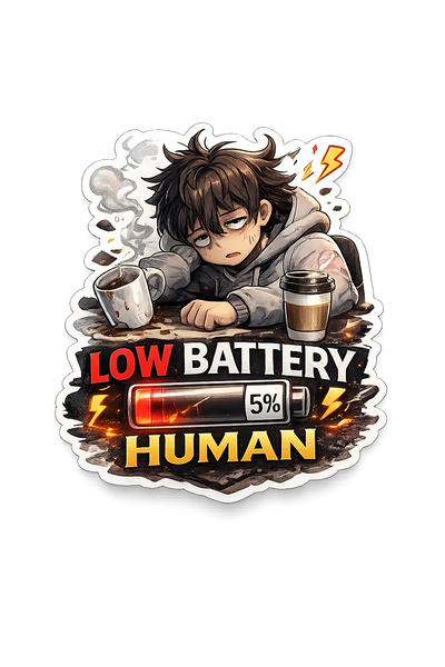 "Low Battery Human" Sticker