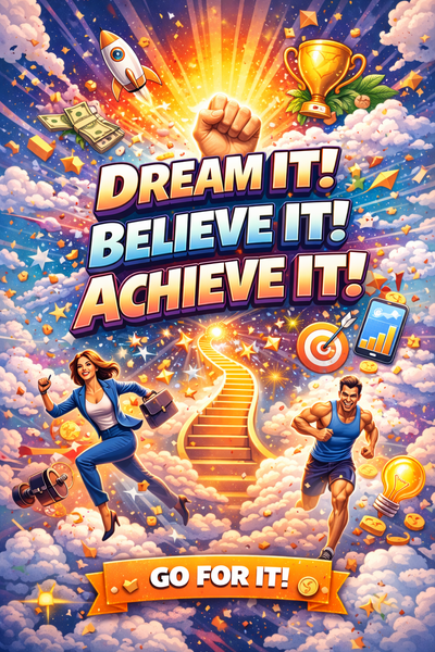 Dream It Believe It Achieve It Motivational Poster - 24 inch x 36 inch